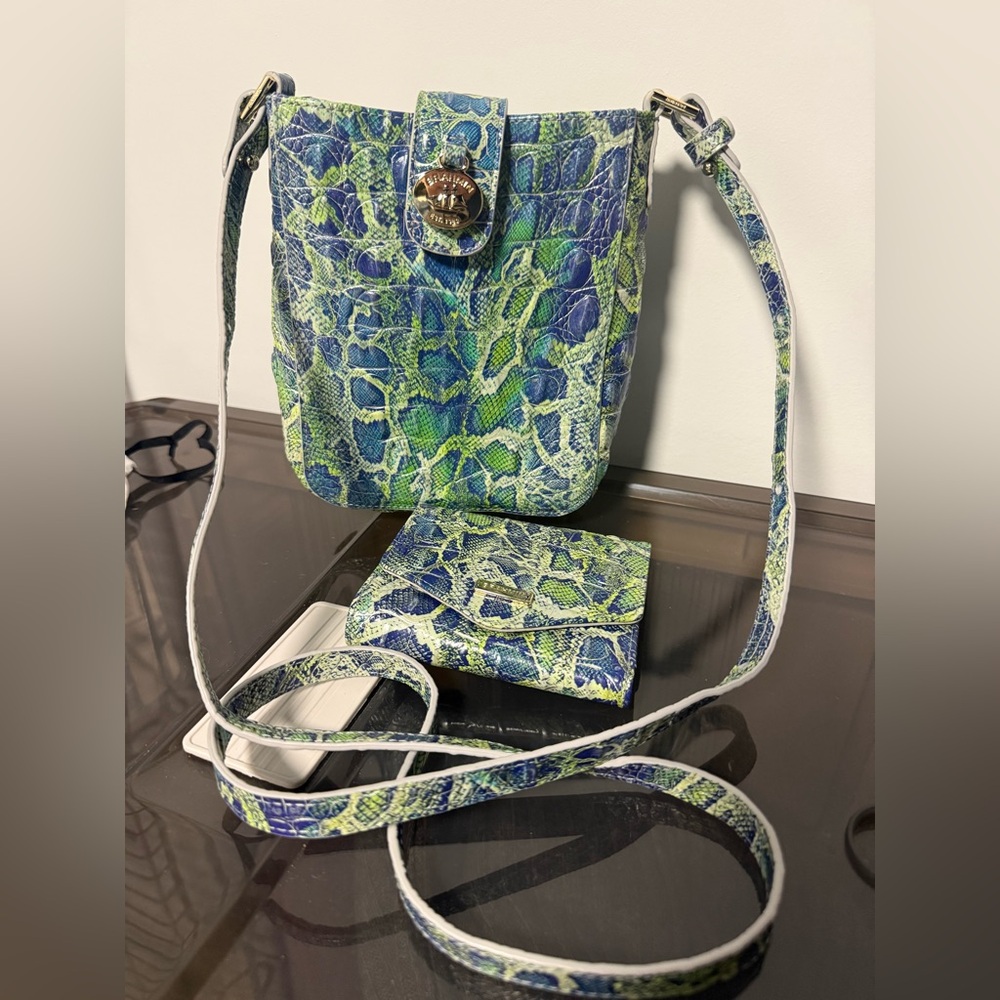 Brahmin Marley green viper and wallet set